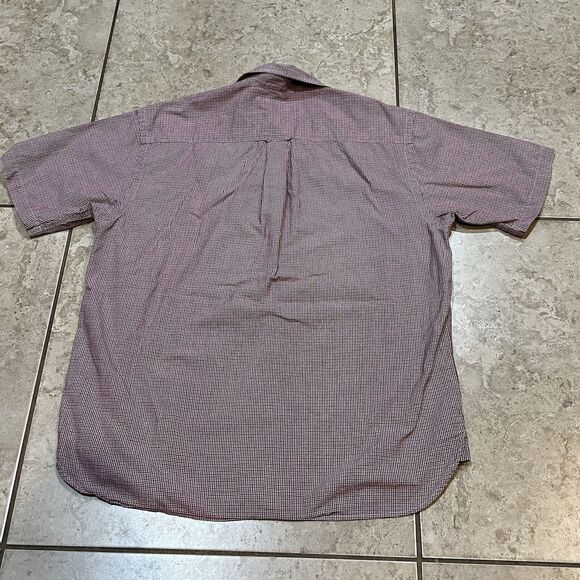 Nautica‎ Shirt Mens Size M Red Blue Plaid Casual Button Up Short Sleeve - Picture 3 of 4